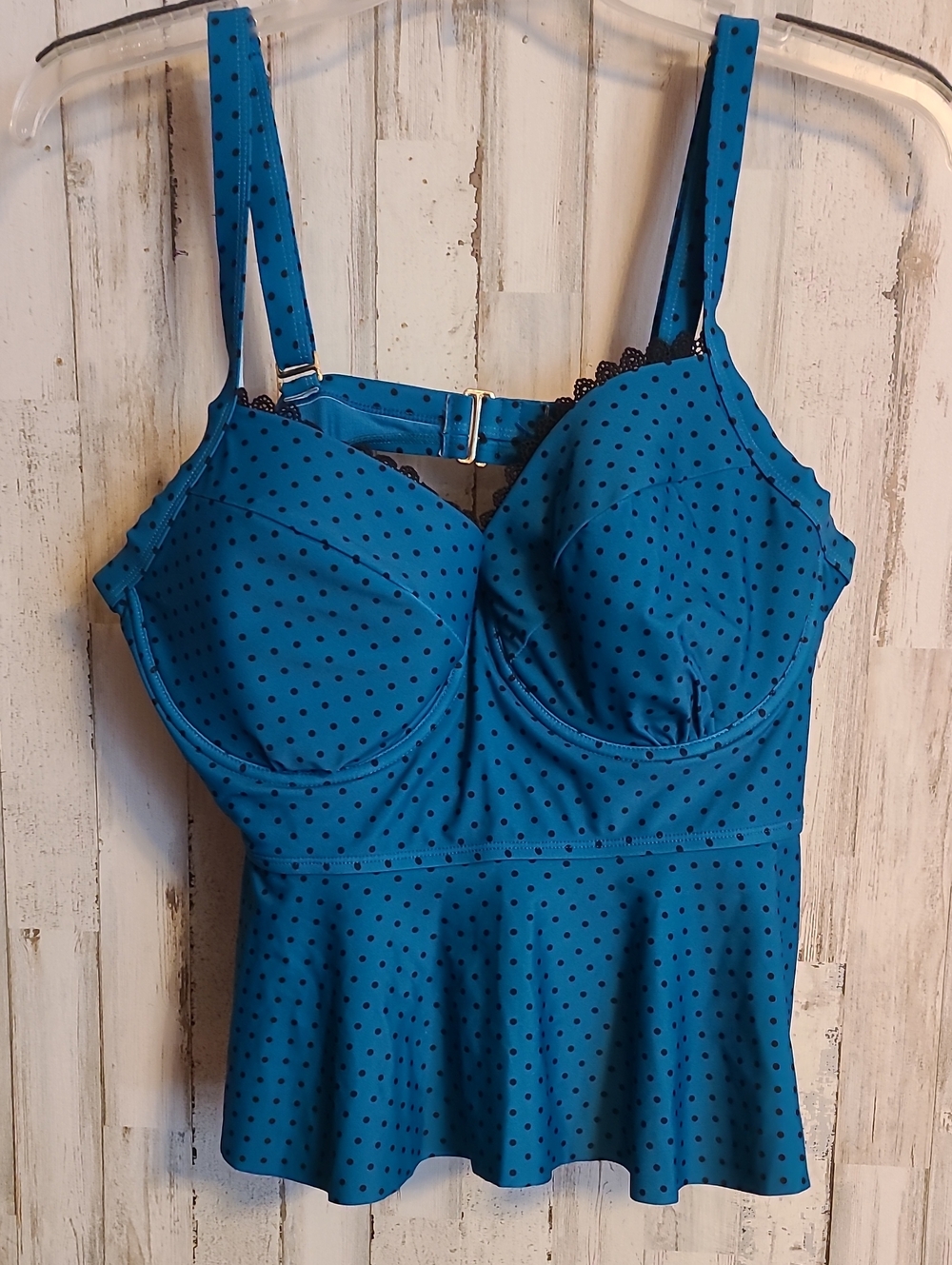 Terra & Sky Blue Polka Dot Peplum Swim Top